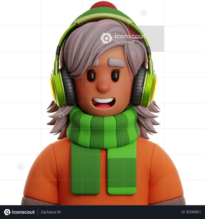 LADY GIRL WITH HEADPHONE  3D Icon