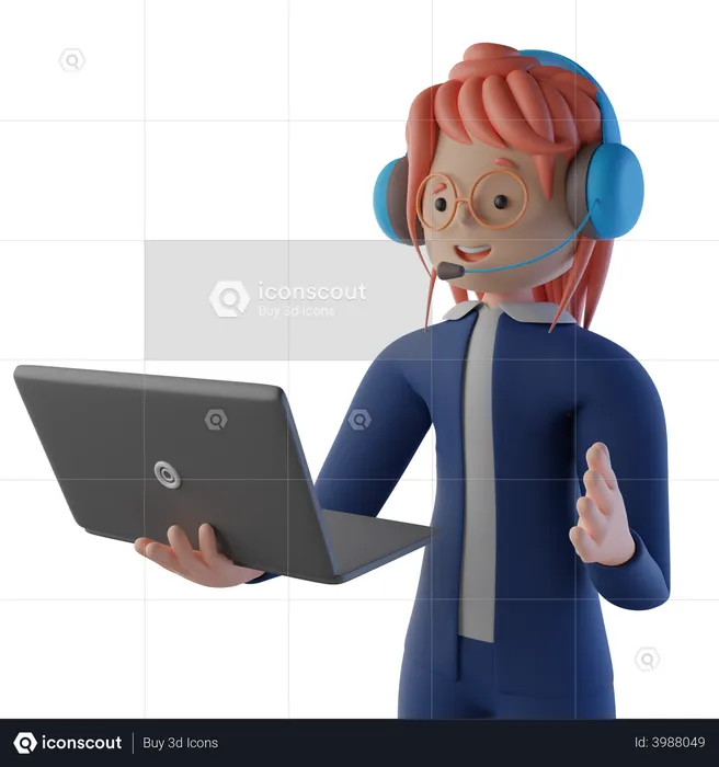 Lady in customer support  3D Illustration