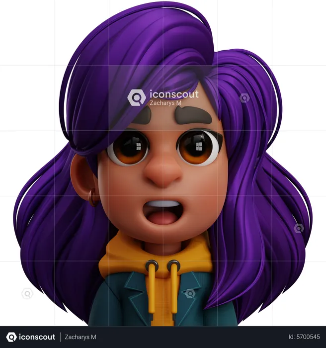 LADY WITH LONG HAIR  3D Icon