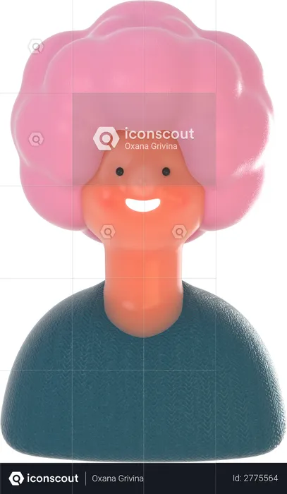 Lady with pink hair curls  3D Illustration