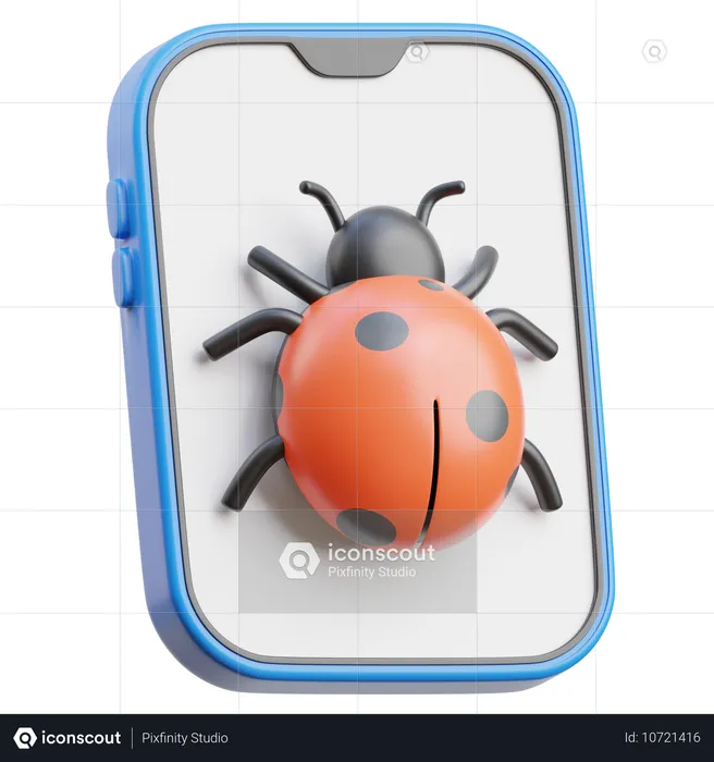 Ladybug on Smartphone  3D Icon