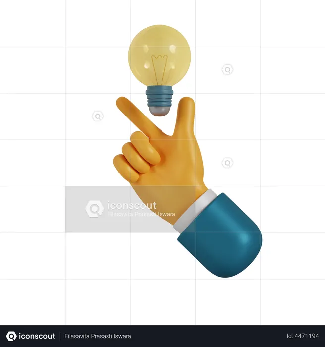 Lamp Holding Hand Gesture  3D Illustration