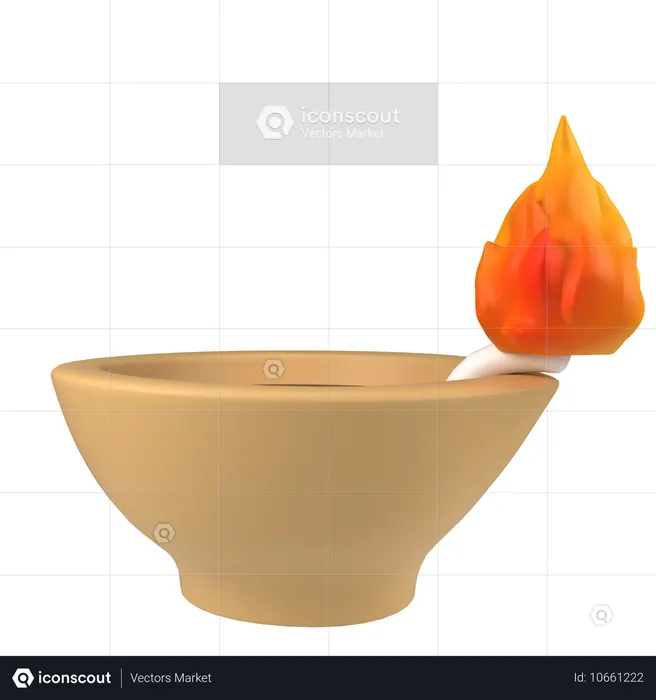 Lampara de aceite  3D Icon