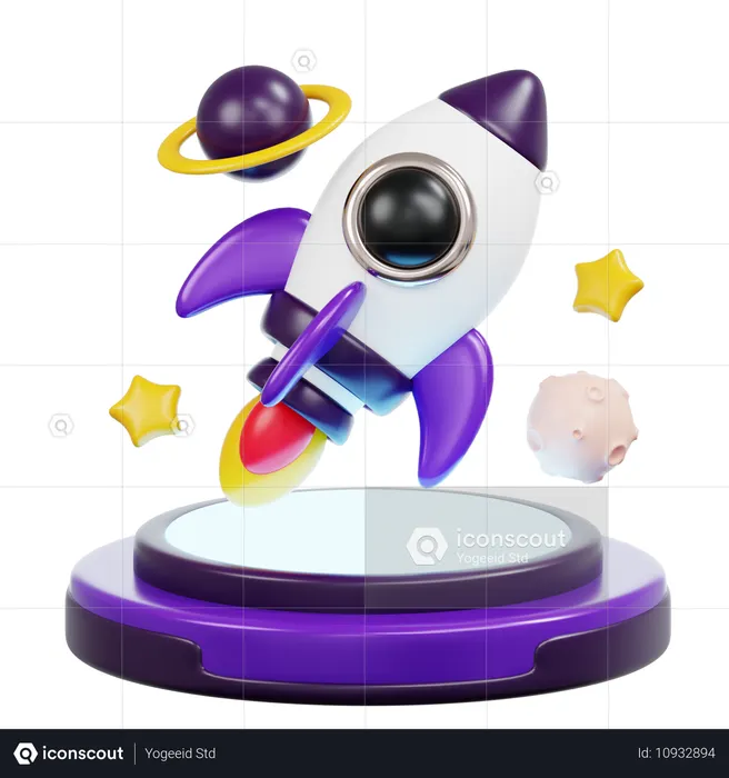 Lançamento de foguete  3D Icon