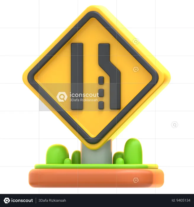 Lane Merge Sign  3D Icon