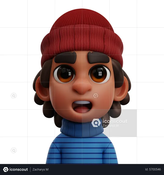 JUNGE MIT ROTER MÜTZE  3D Icon