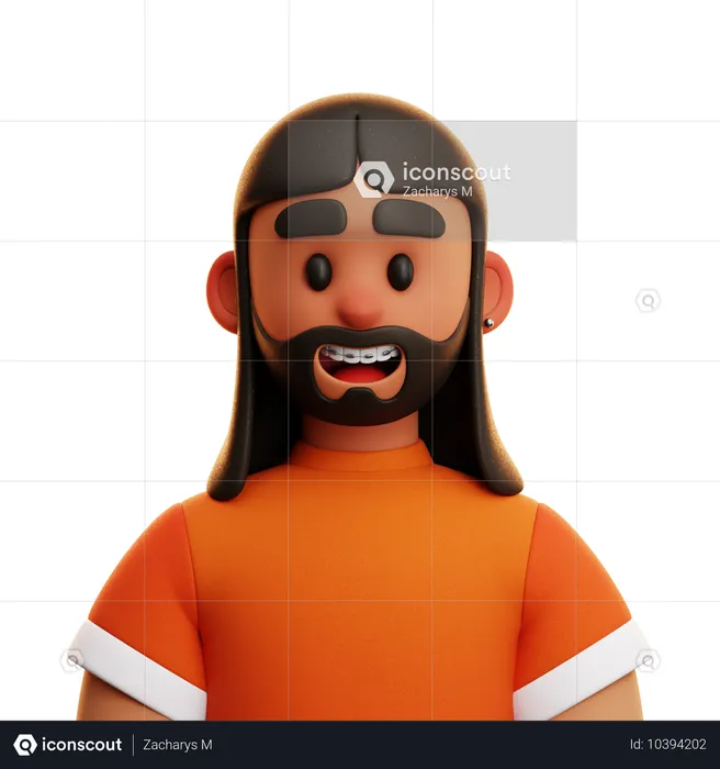 Mann mit langen Haaren  3D Icon