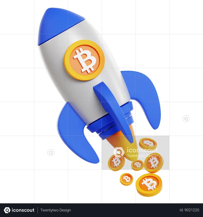 Lanzamiento de bitcoin  3D Icon