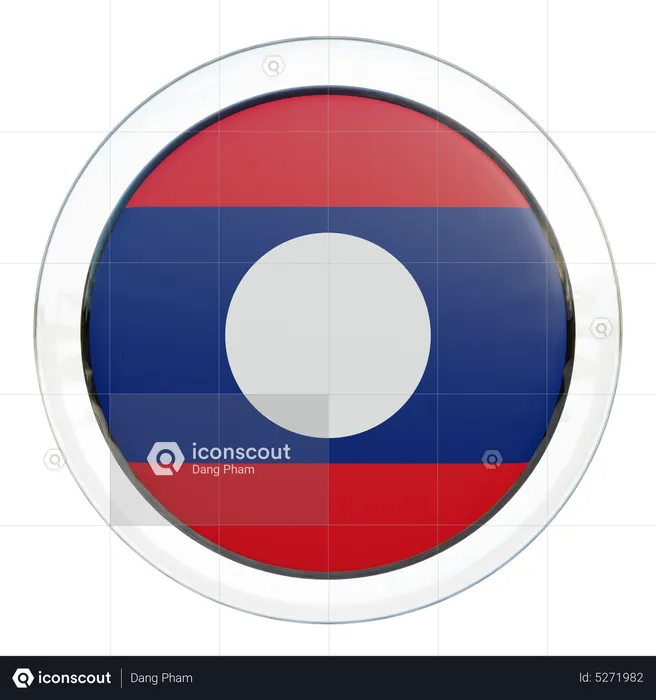 Laos Round Flag Flag 3D Icon