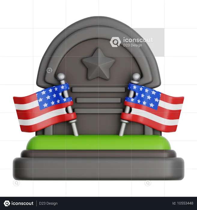 Lápide com bandeira americana  3D Icon