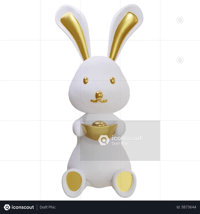 Lapin tenant un lingot  3D Icon