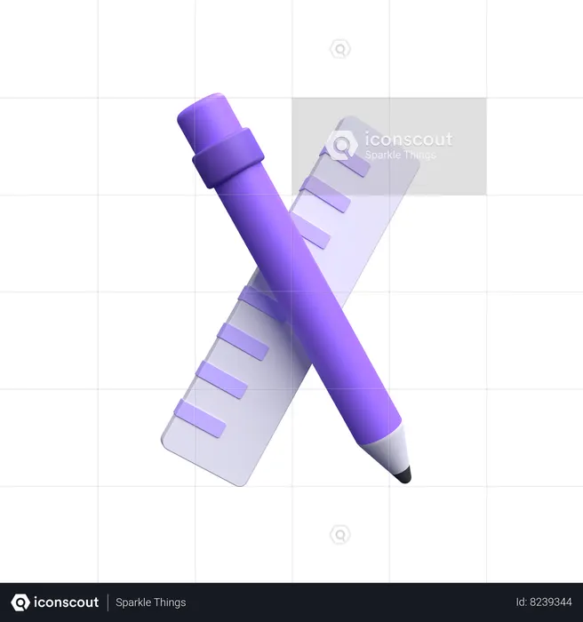 Lápis e régua  3D Icon