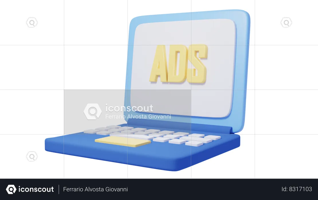 Laptop Advertising  3D Icon