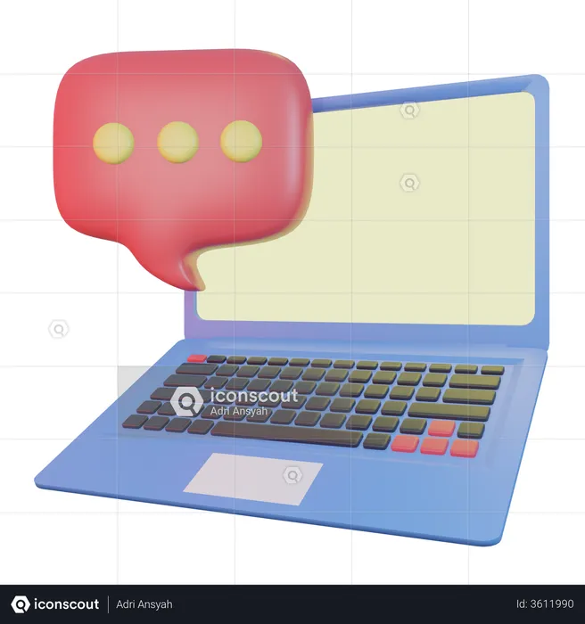 Laptop Chating 3D Illustration
