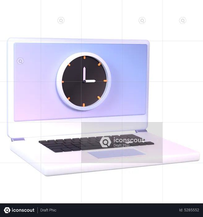 Laptop Clock  3D Icon