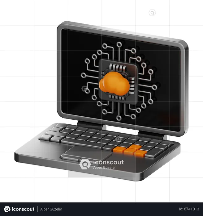 Laptop Cloud Chip  3D Icon