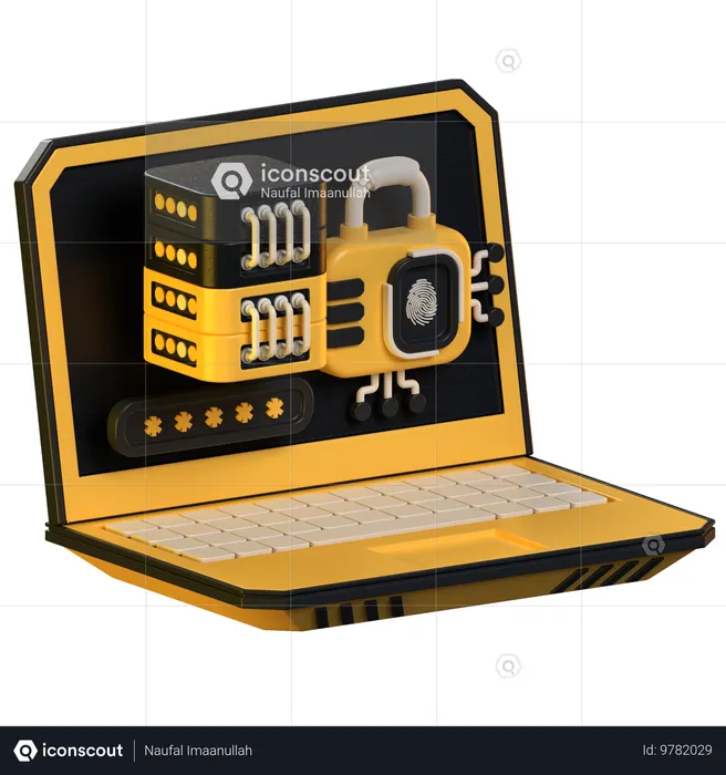 Laptop-Datensicherheit  3D Icon