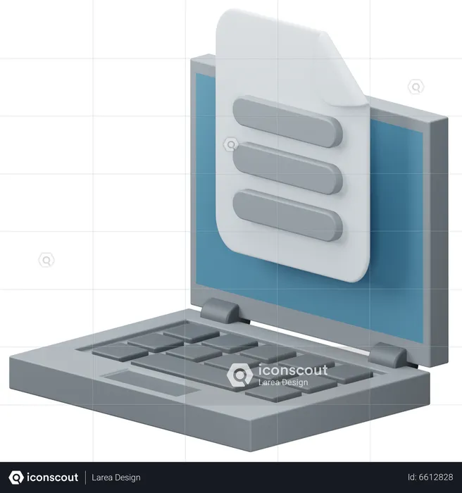 Laptop Document  3D Icon