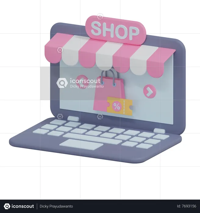 Laptop Ecommerce  3D Icon