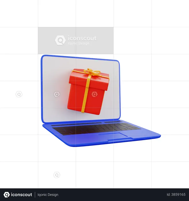 Laptop Gift  3D Illustration