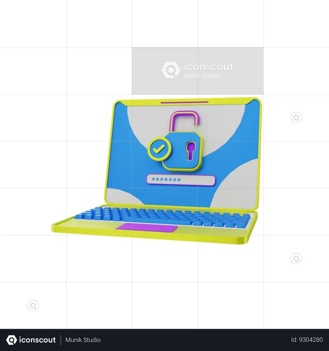 Laptop Login  3D Icon