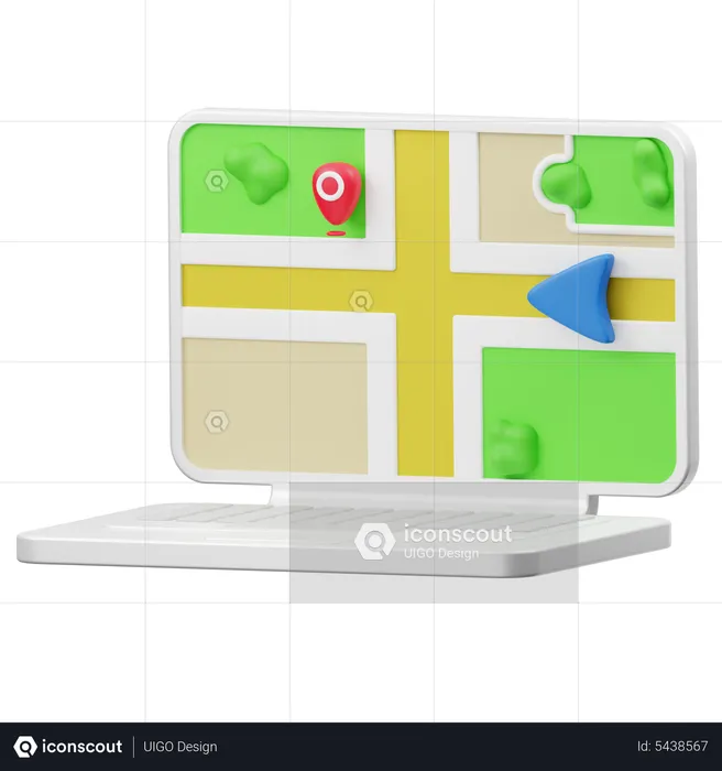 Laptop Map  3D Icon