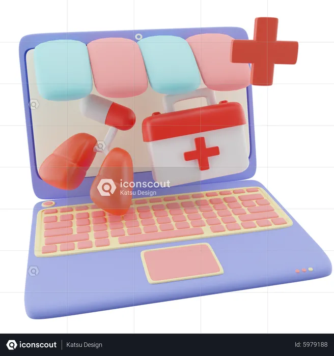 Laptop medical Equipment  3D Illustration