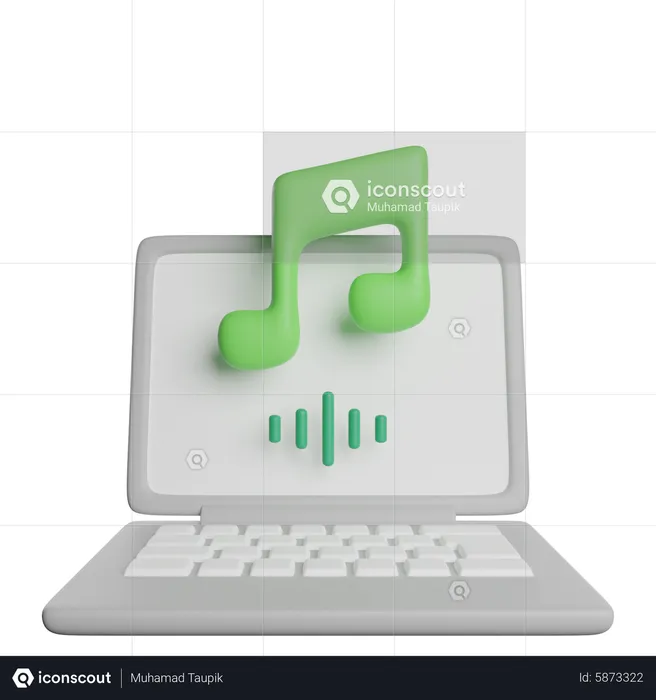 Laptop Music  3D Icon