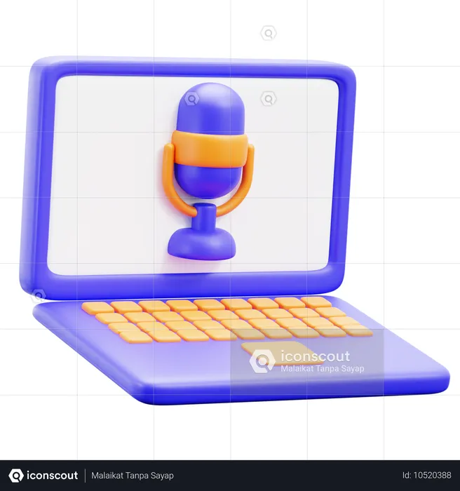 Laptop Podcast  3D Icon