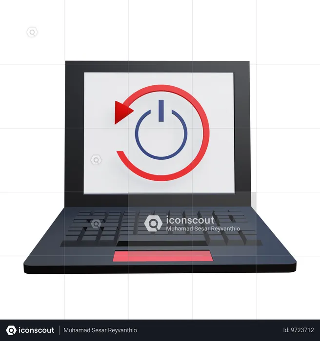 Laptop Restart  3D Icon