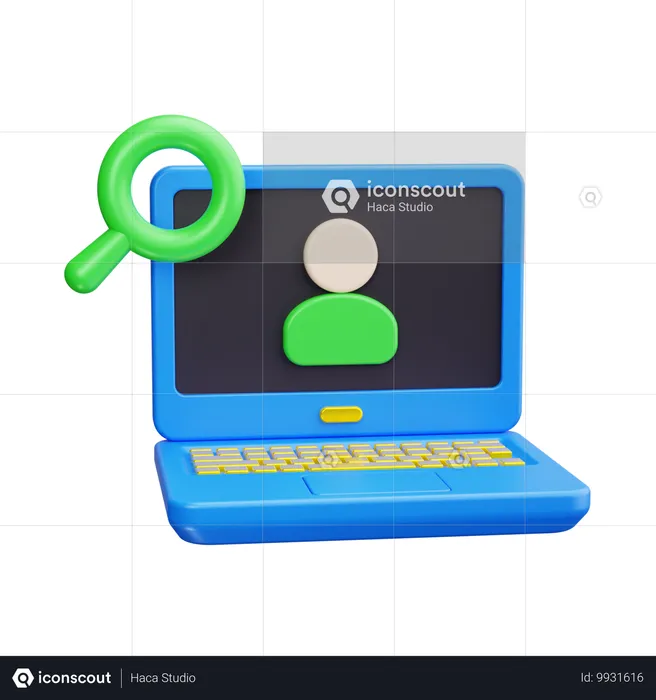 Laptop search  3D Icon