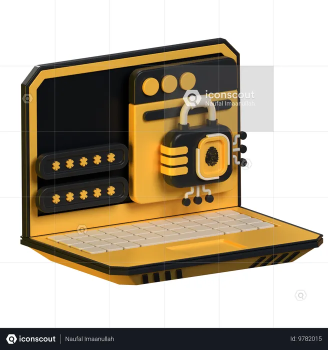 Laptop Security  3D Icon