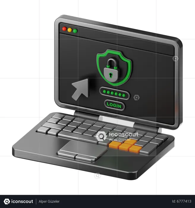 Laptop Security  3D Icon