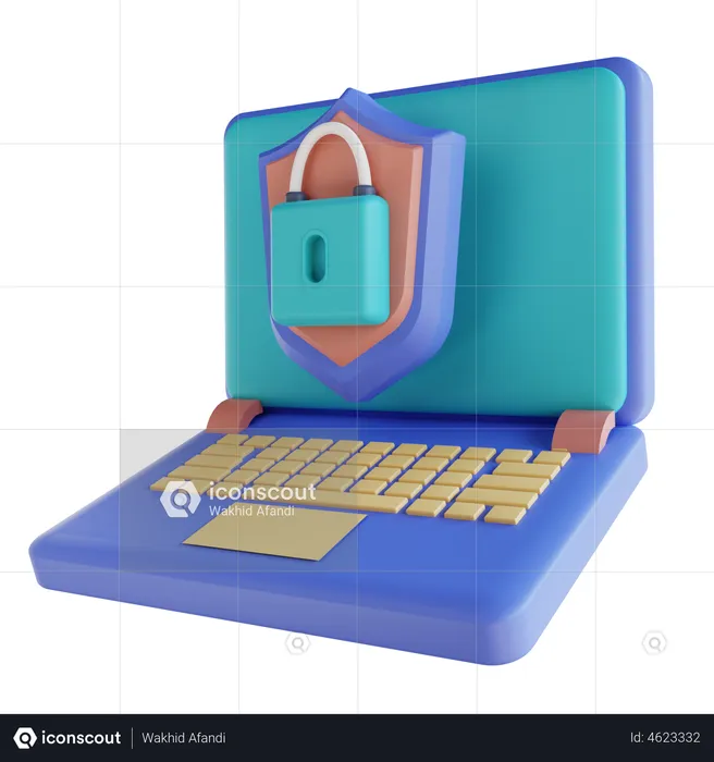 Laptop Security  3D Illustration