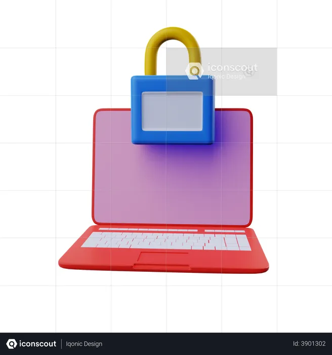 Laptop Security  3D Illustration