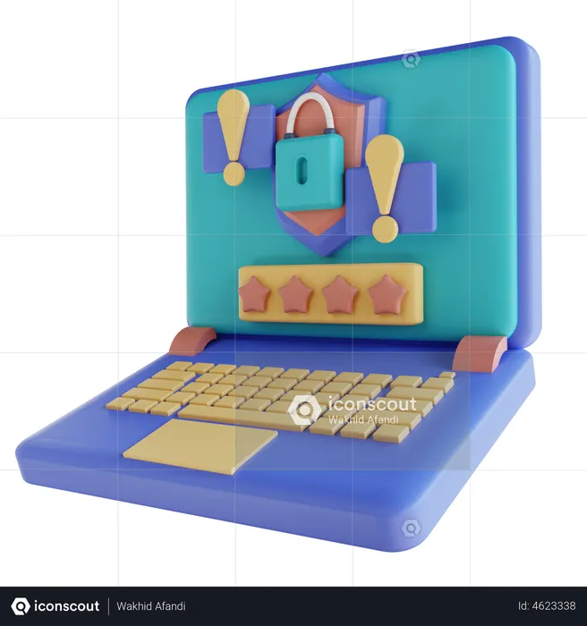 Laptop Security Alarm  3D Illustration