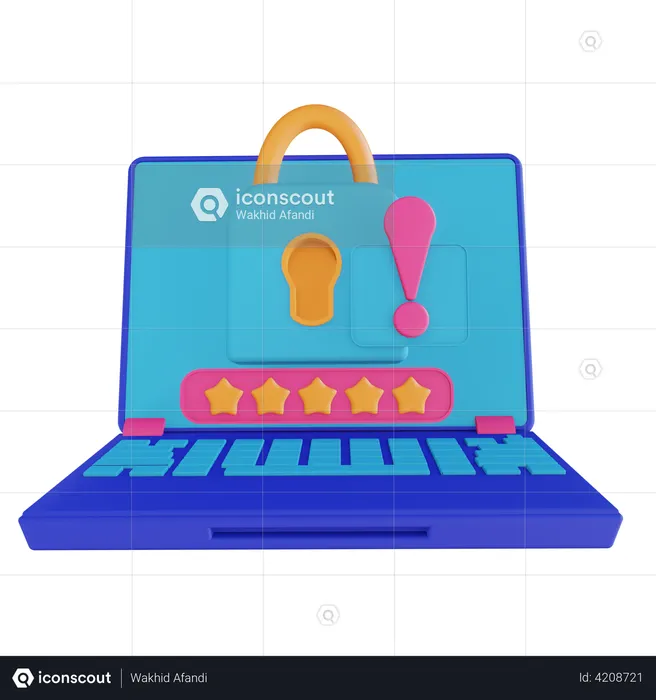 Laptop Security Error  3D Illustration