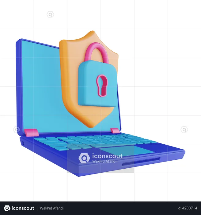 Laptop Security Lock  3D Illustration