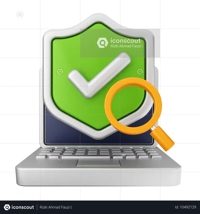 Laptop Security Protection  3D Icon