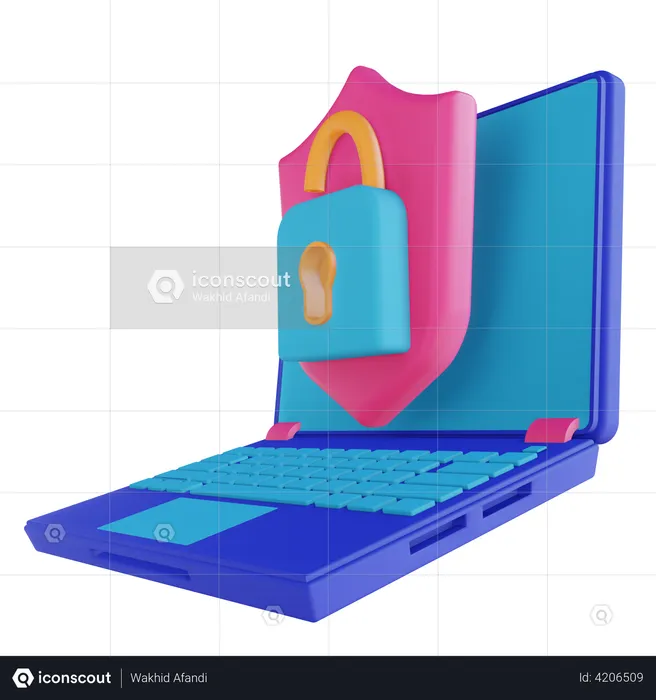 Laptop security unlock  3D Illustration