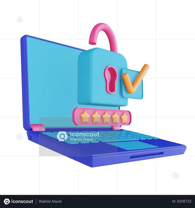 Laptop Successfully Login  3D Illustration