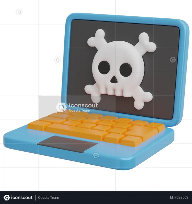 Laptop-Schädel  3D Icon