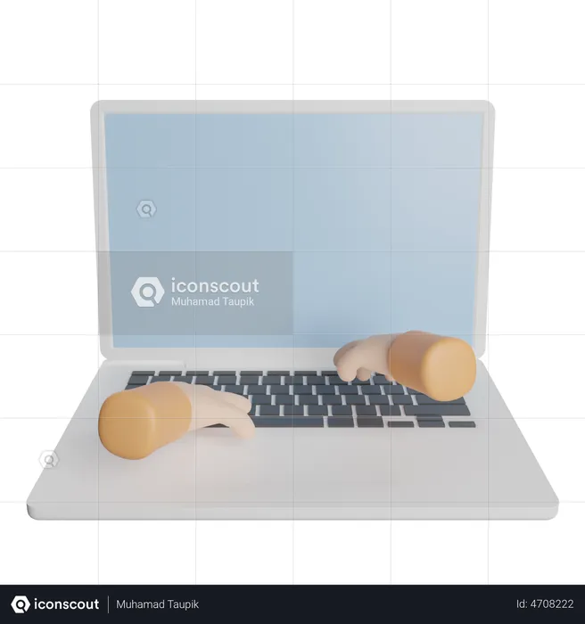 Laptop Typing  3D Illustration