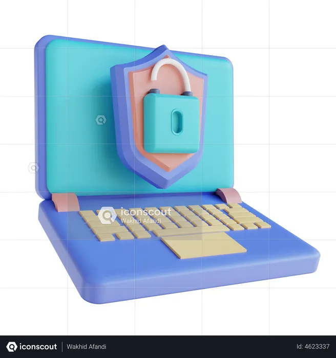 Laptop Unlock  3D Illustration