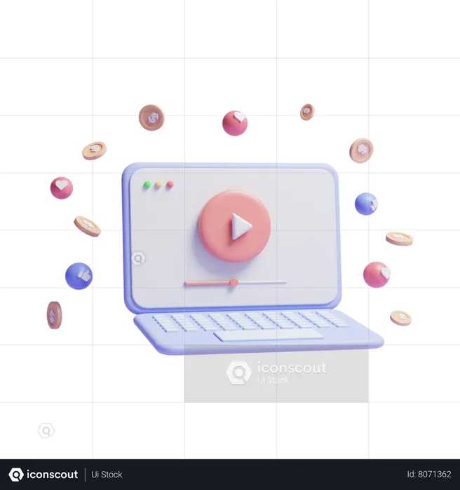 Laptop Video  3D Icon