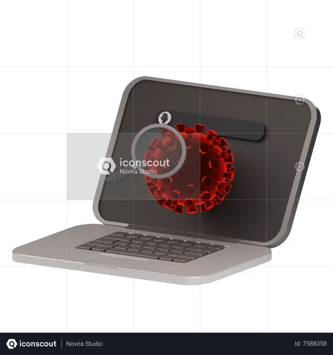 Laptop Virus  3D Icon