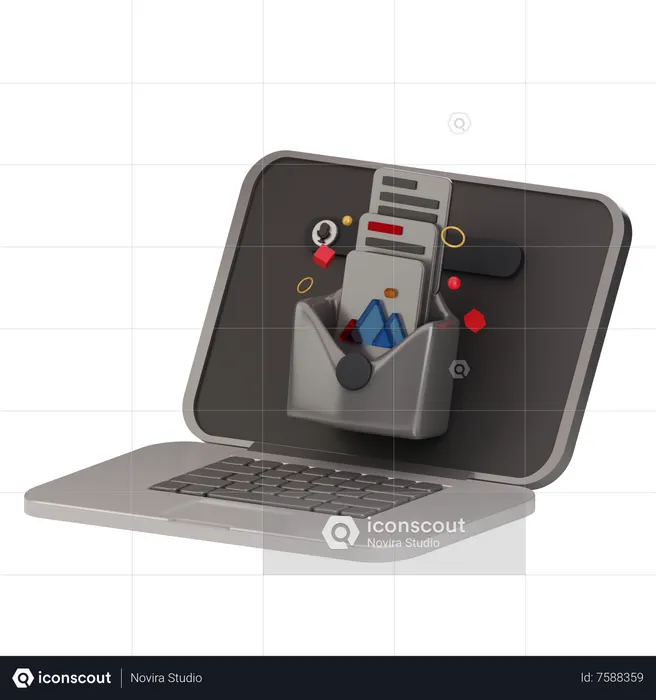 Laptop Virus  3D Icon