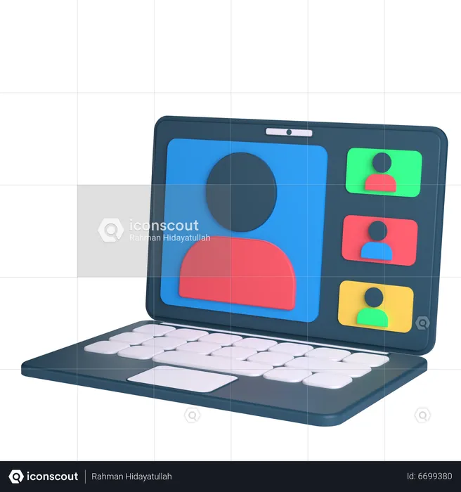Laptop with Online Class  3D Icon