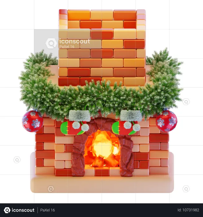 Lareira de natal  3D Icon