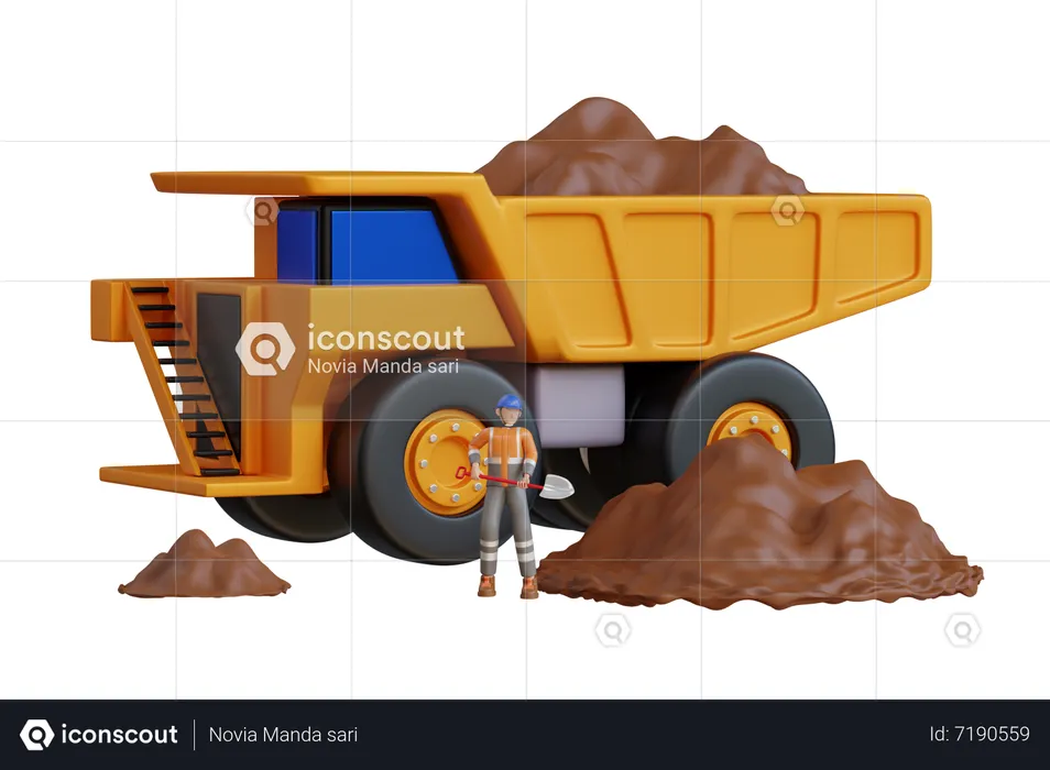 Large quarry dump truck in a coal mine  3D Illustration